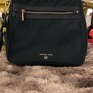 Michael Kors Jet Set Navy Crossbody Bag with Gold Accents